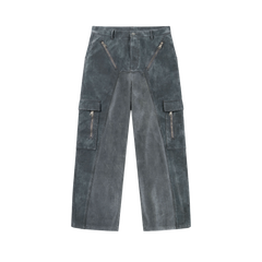 UnDeR20 D3-0184 Washed Flock Cargo Pants full front view
